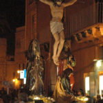 A Easter statue of Jesus on a cross displayed in Italy.