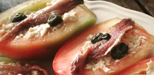 016: Summer in Italy — beating the heat and our favorite no-cook recipes No-cook recipe of stuffed tomatoes with olives and capers, perfect for beating the heat during a Summer in Italy.