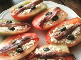 Villa Cappelli Tomato Boats Villa Cappelli Tomato Boats - tomatoes stuffed with cheese and olives.
